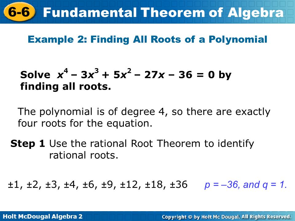 Factors and Roots of a Polynomial Equation